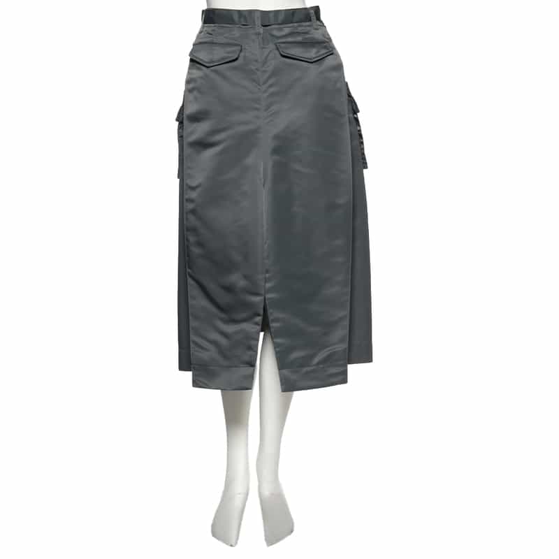 SACAI ナイロンツイル サイドスリットスカート BLUE