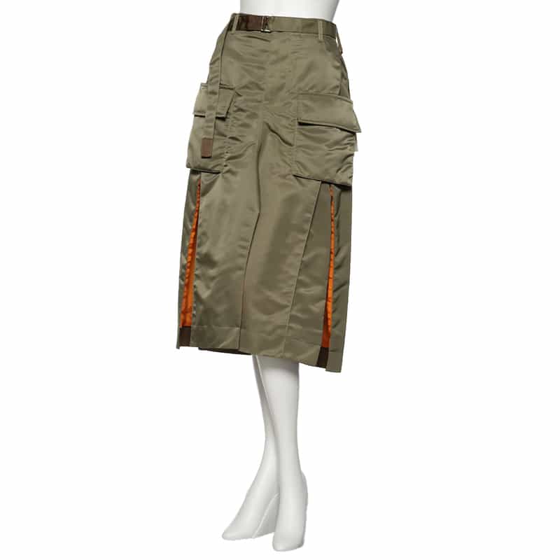 SACAI ナイロンツイル サイドスリットスカート TAUPE