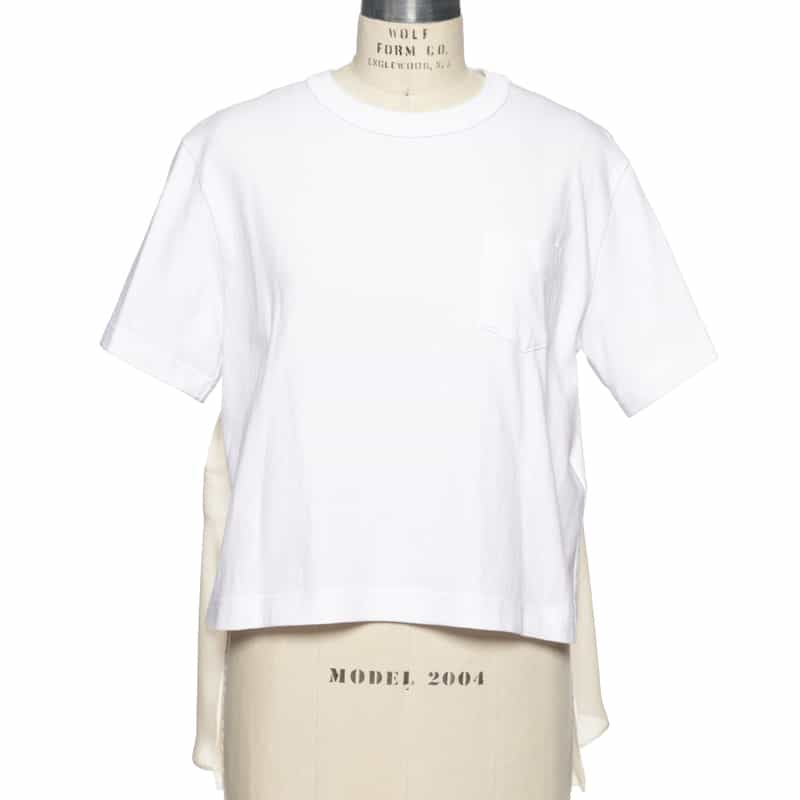 SACAI ナイロンツイル バックデザインＴシャツ WHITE