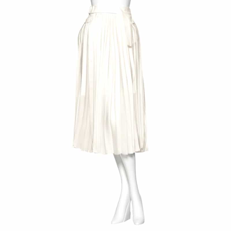 SACAI デニム プリーツスカート WHITE