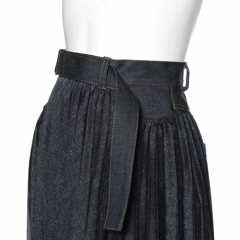 SACAI デニム プリーツスカート NAVY