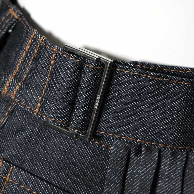 SACAI デニム プリーツスカート NAVY