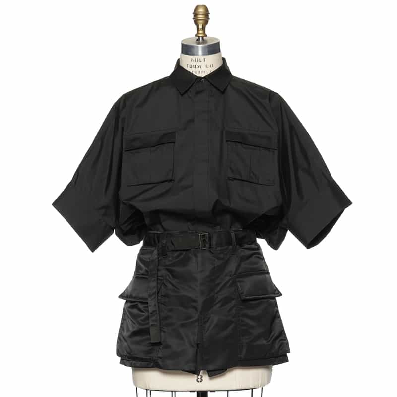 SACAI コンビネーション ミニドレス BLACK