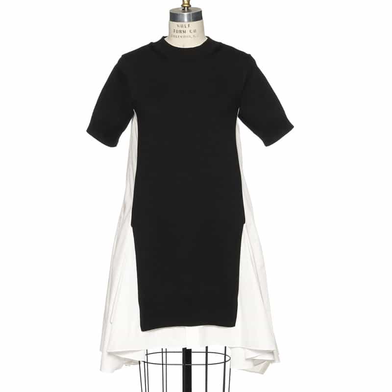 SACAI コンビネーション ニットドレス BLACK