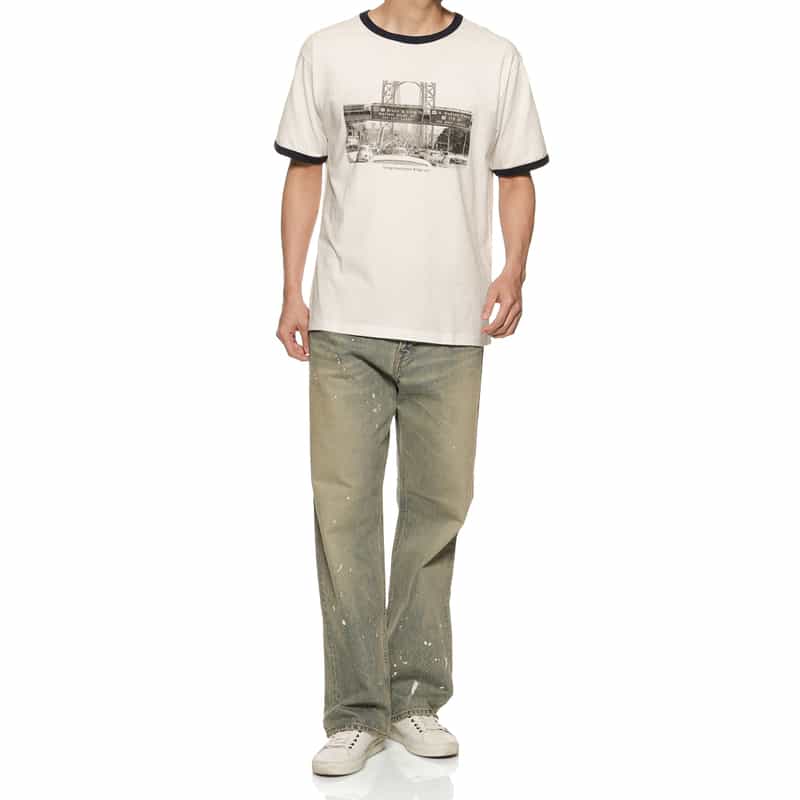 BARNEYS NEW YORK フォトプリント リンガーTシャツ WHITE