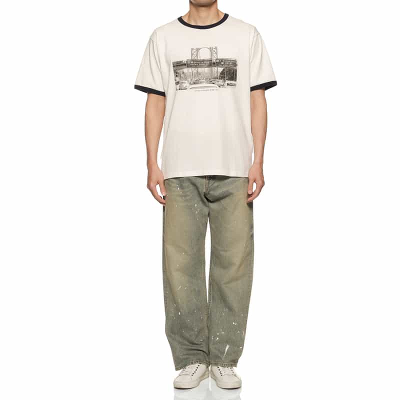 BARNEYS NEW YORK フォトプリント リンガーTシャツ WHITE