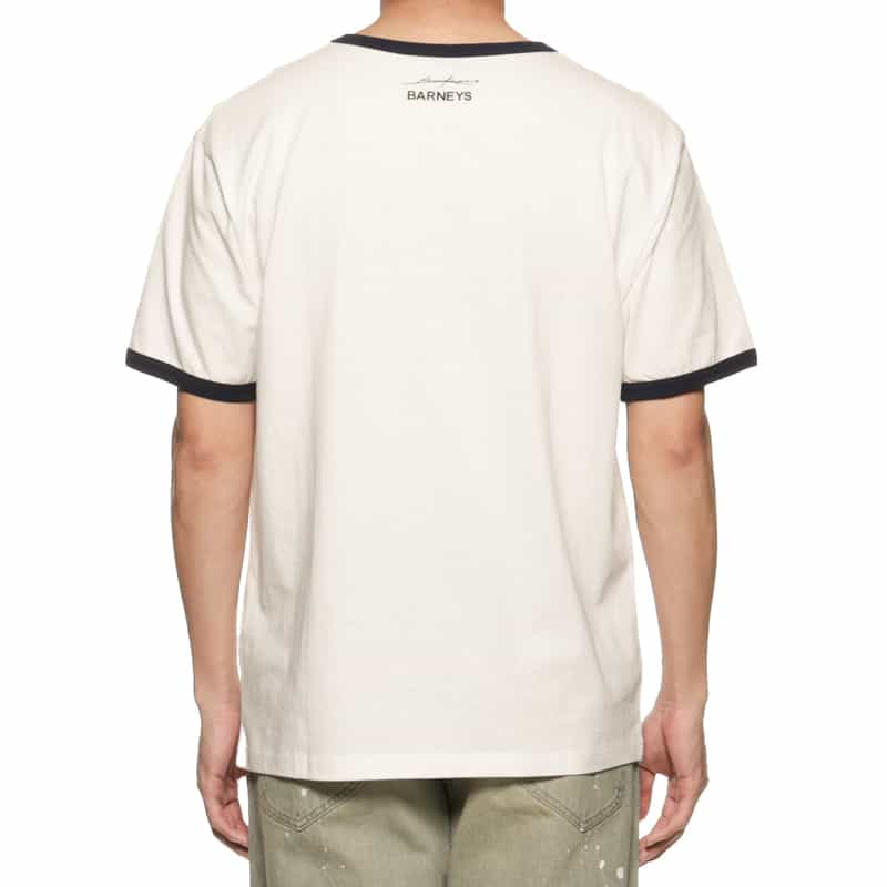 BARNEYS NEW YORK フォトプリント リンガーTシャツ WHITE