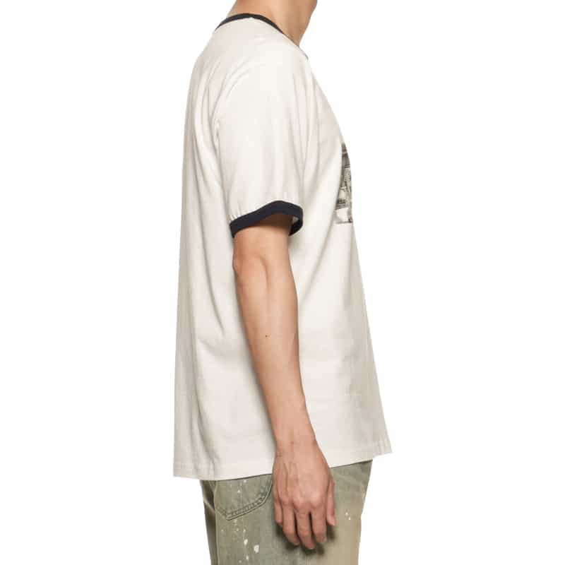 BARNEYS NEW YORK フォトプリント リンガーTシャツ WHITE