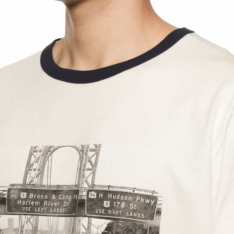 BARNEYS NEW YORK フォトプリント リンガーTシャツ WHITE