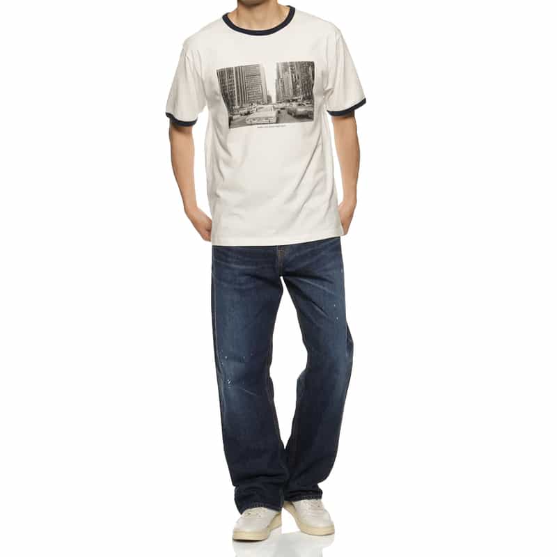 BARNEYS NEW YORK フォトプリント リンガーTシャツ WHITE
