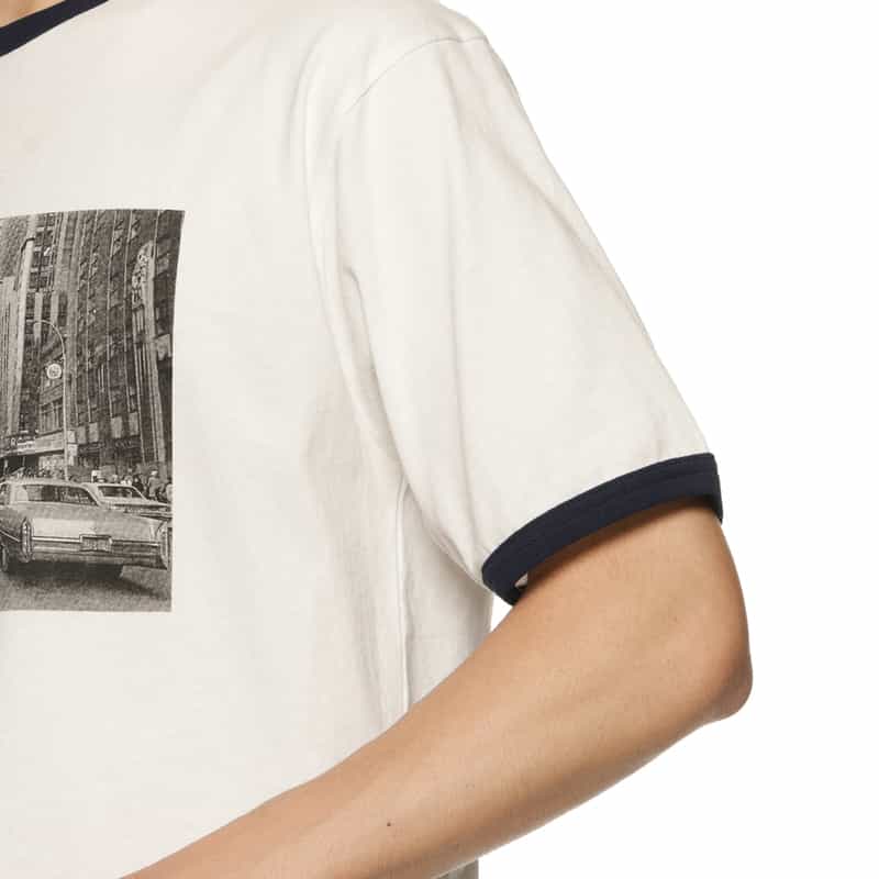 BARNEYS NEW YORK フォトプリント リンガーTシャツ WHITE