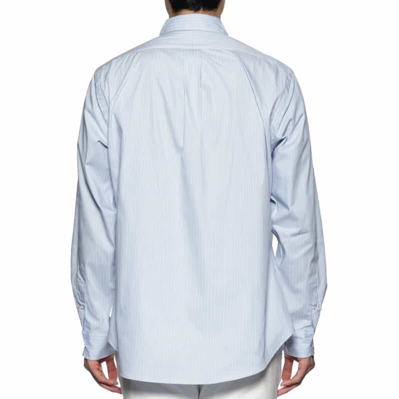 BARNEYS NEW YORK "BARNEYS" タグ付きストライプ柄レギュラーカラーシャツ LT BLUE