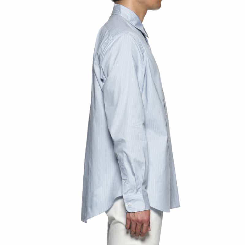 BARNEYS NEW YORK "BARNEYS" タグ付きストライプ柄レギュラーカラーシャツ LT BLUE