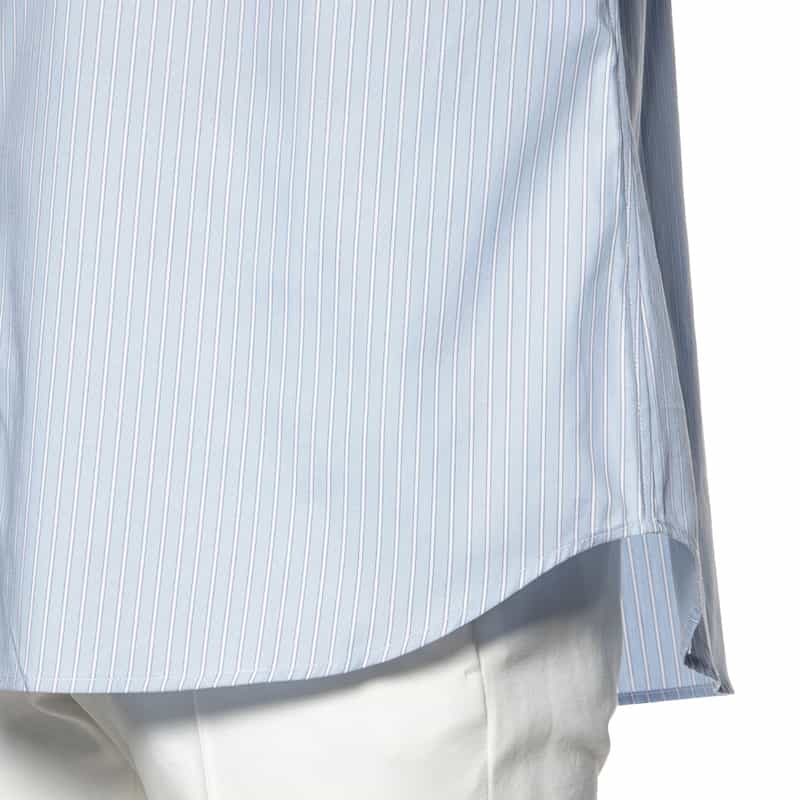 BARNEYS NEW YORK "BARNEYS" タグ付きストライプ柄レギュラーカラーシャツ LT BLUE