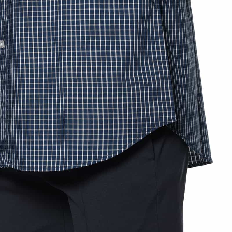 BARNEYS NEW YORK "BARNEYS" タグ付きチェック柄レギュラーカラーシャツ NAVY