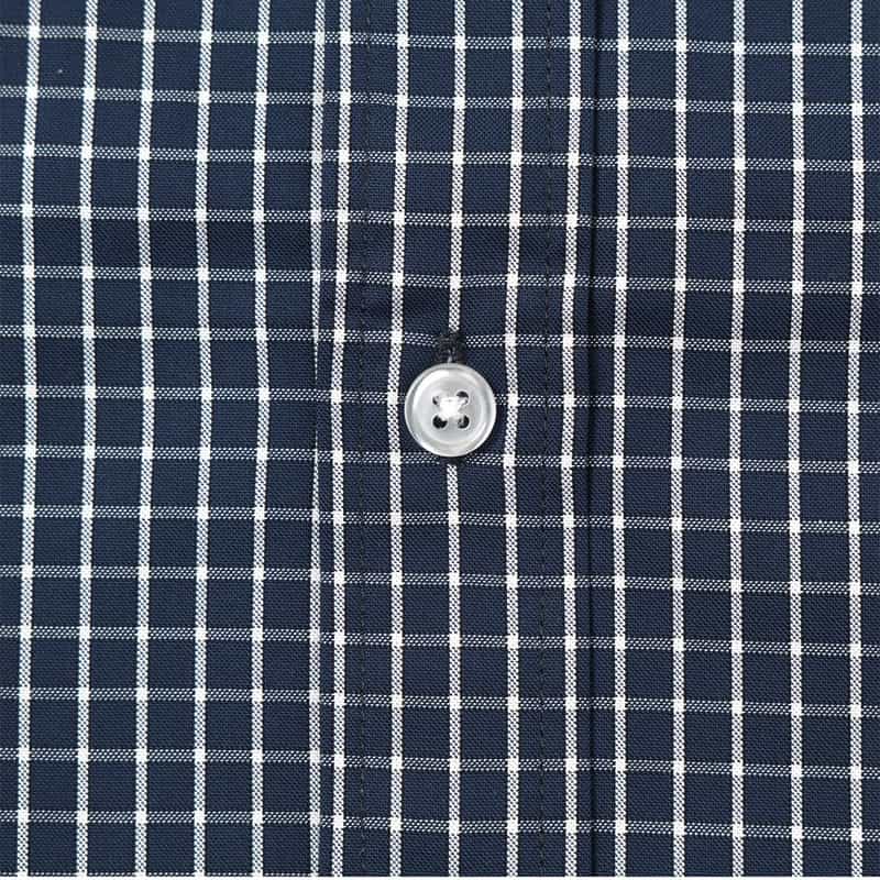 BARNEYS NEW YORK "BARNEYS" タグ付きチェック柄レギュラーカラーシャツ NAVY