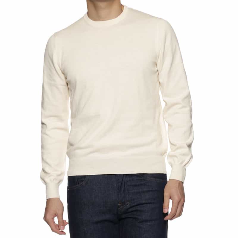 GRANSASSO コットン素材クルーネックニットプルオーバー IVORY