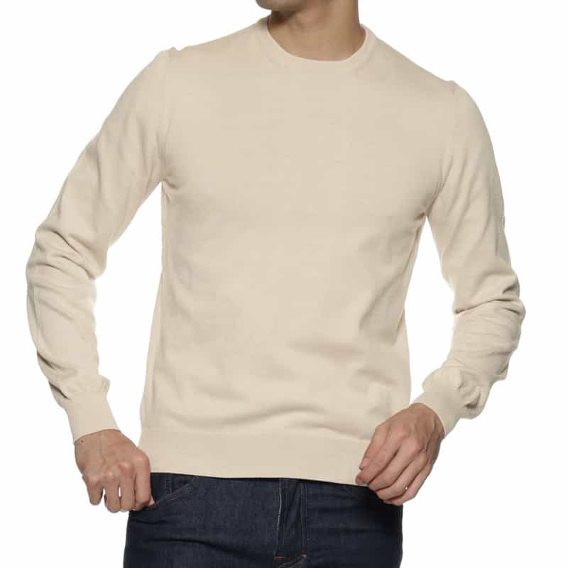 GRANSASSO コットン素材クルーネックニットプルオーバー BEIGE