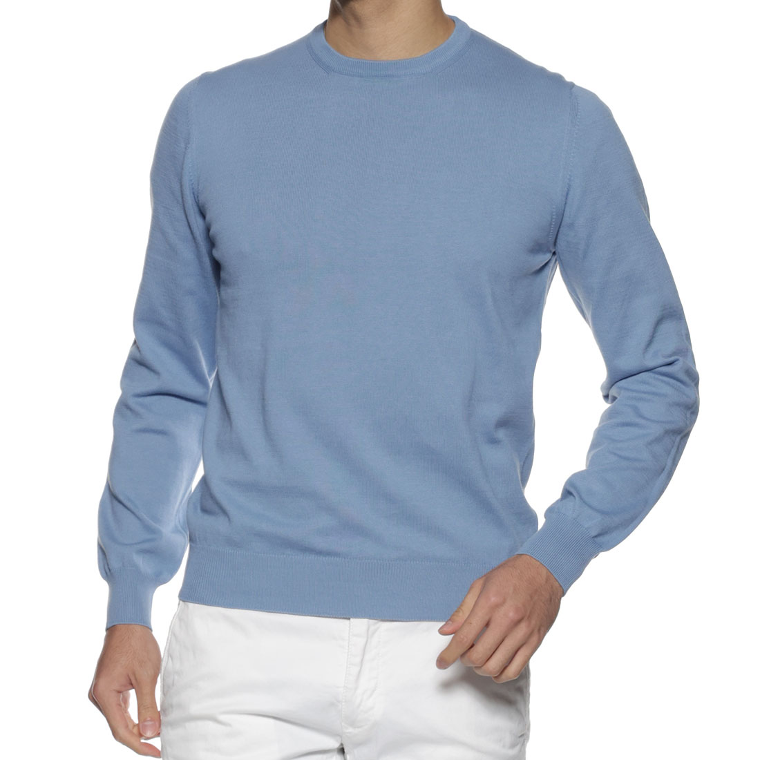 コットン素材クルーネックニットプルオーバー