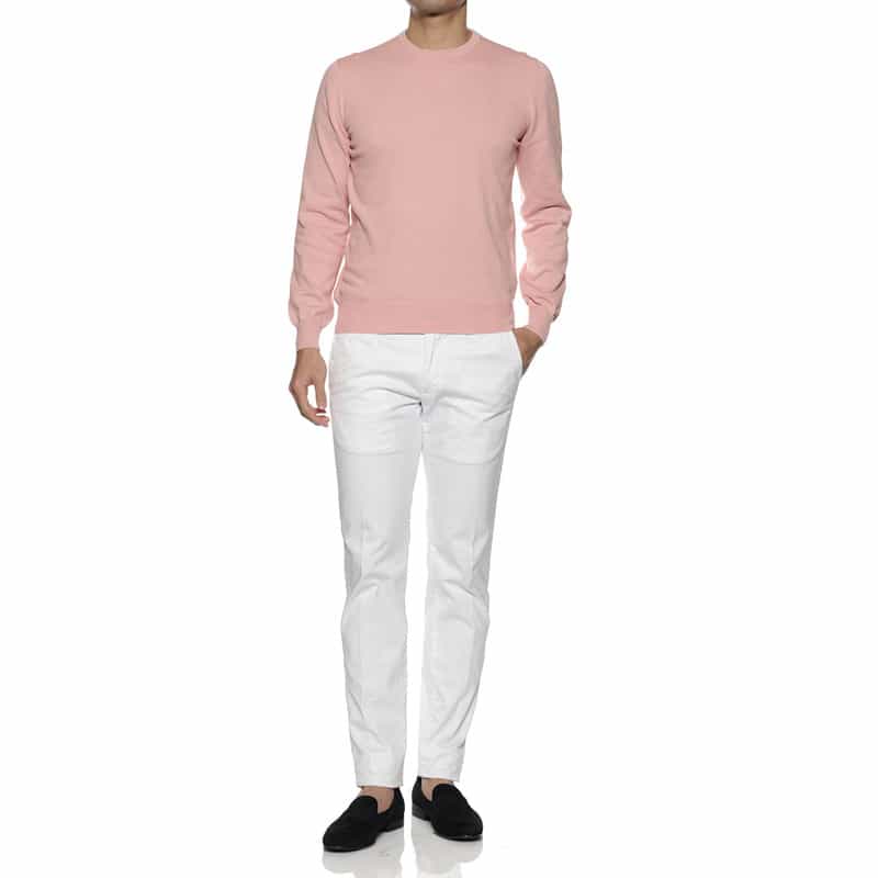 GRANSASSO コットン素材クルーネックニットプルオーバー PINK