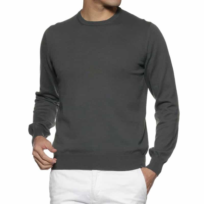 GRANSASSO コットン素材クルーネックニットプルオーバー GRAY