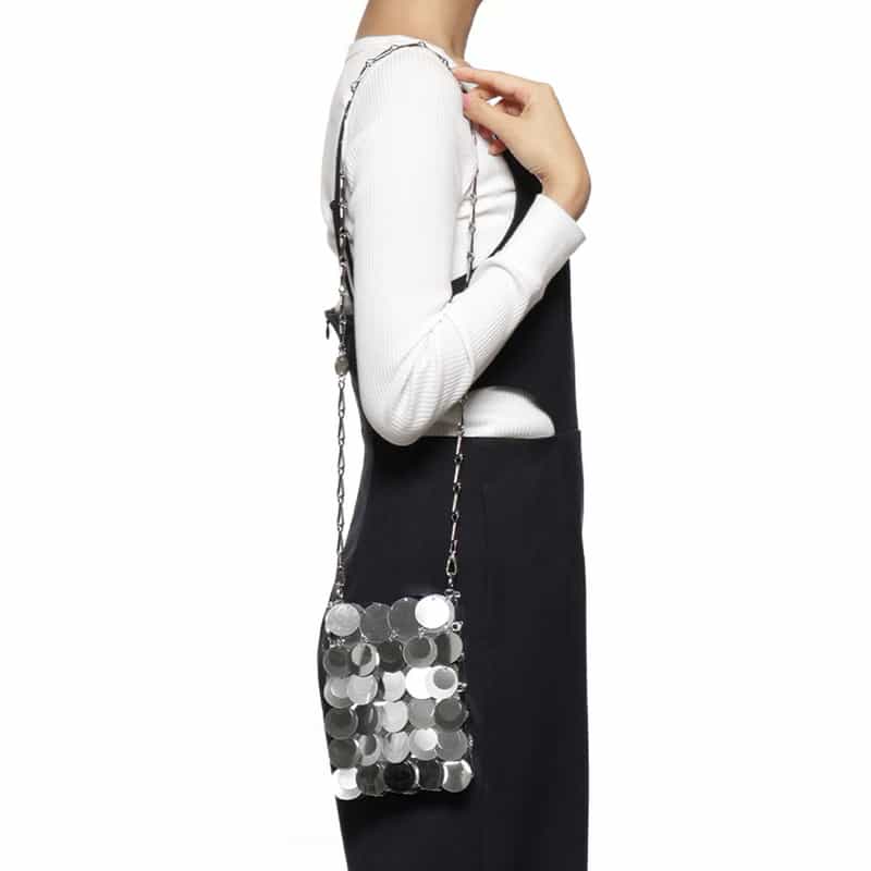 RABANNE RABANNE＜ラバンヌ＞ミニショルダーバッグ "SPARKLE" SILVER
