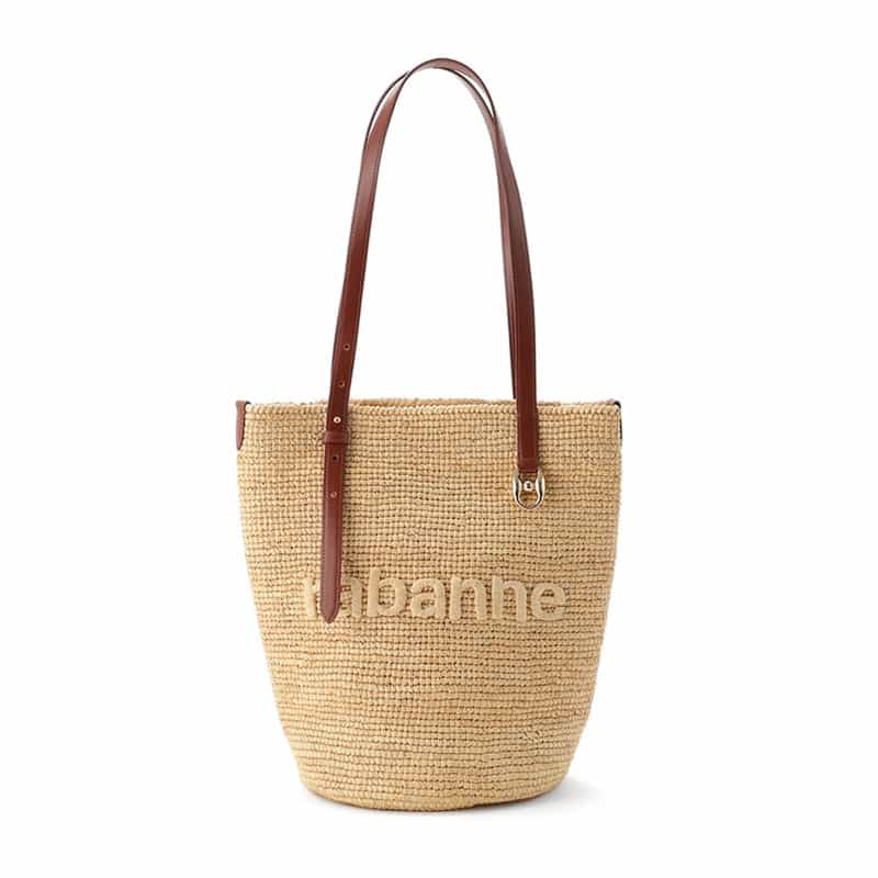 RABANNE ラフィアハンドバッグ BEIGE