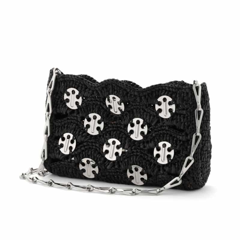 RABANNE "SAC A MAIN" ラフィアミニショルダーバッグ BLACK