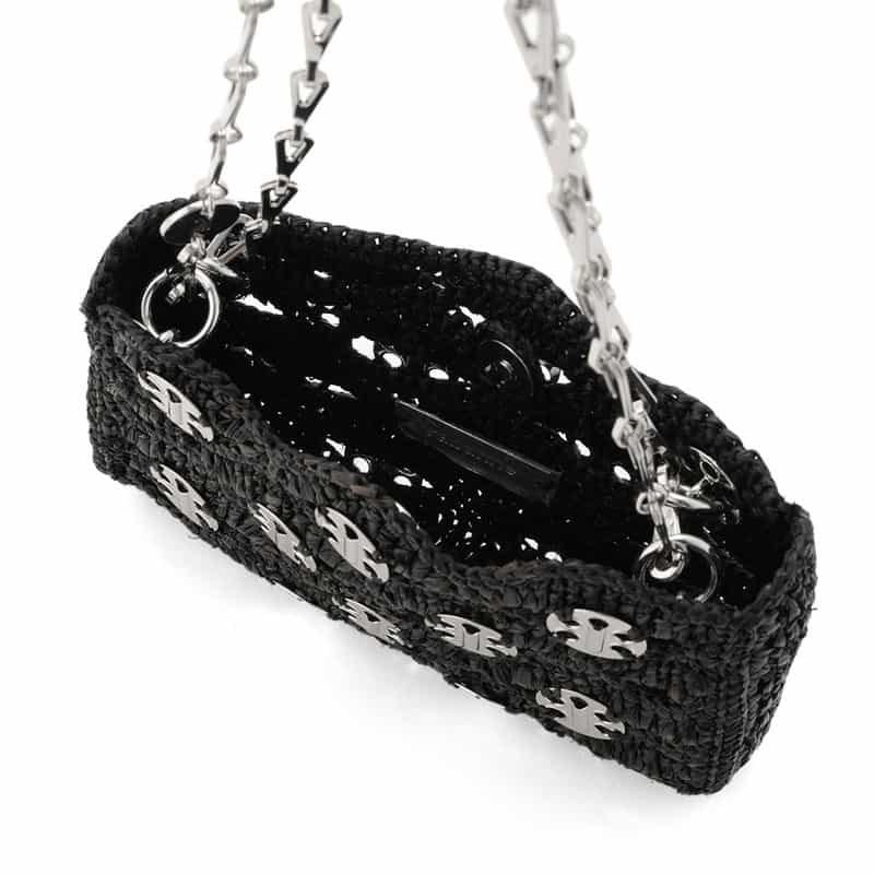 RABANNE "SAC A MAIN" ラフィアミニショルダーバッグ BLACK