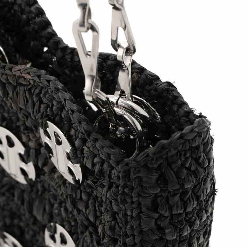RABANNE "SAC A MAIN" ラフィアミニショルダーバッグ BLACK