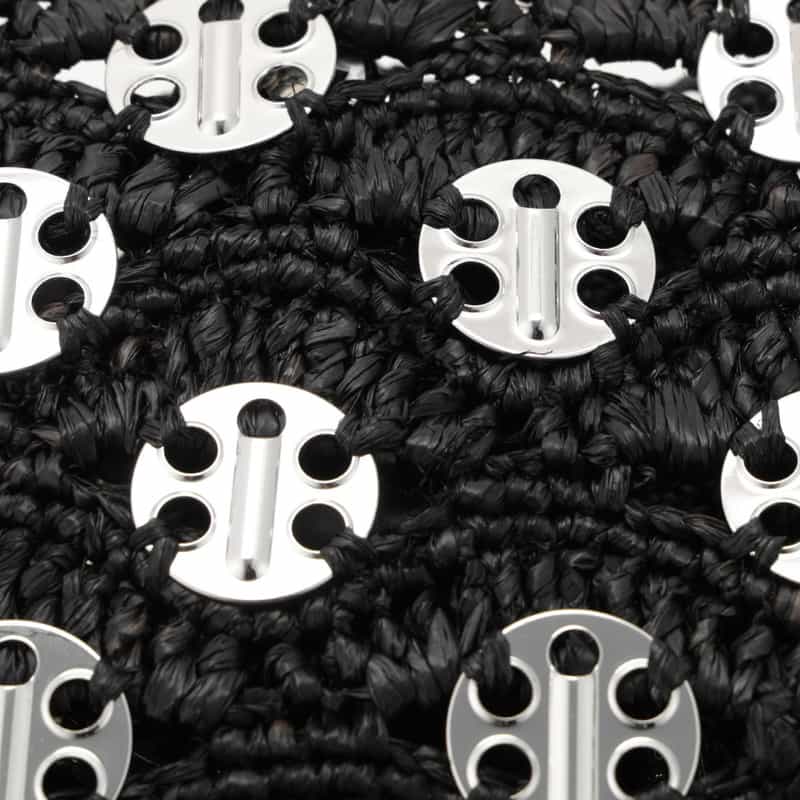 RABANNE "SAC A MAIN" ラフィアミニショルダーバッグ BLACK