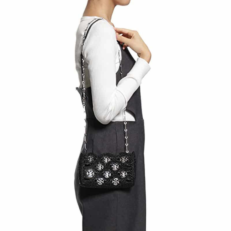 RABANNE "SAC A MAIN" ラフィアミニショルダーバッグ BLACK