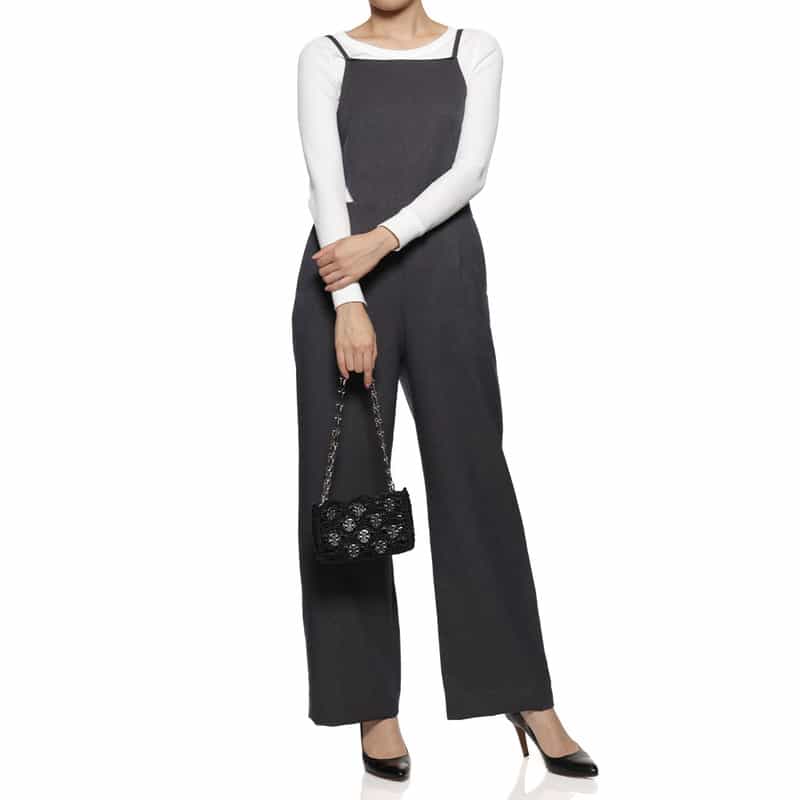 RABANNE "SAC A MAIN" ラフィアミニショルダーバッグ BLACK