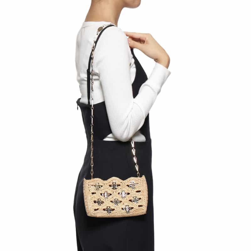 RABANNE "SAC A MAIN" ラフィアミニショルダーバッグ BEIGE