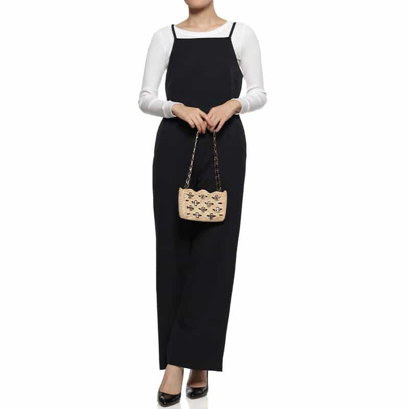 RABANNE "SAC A MAIN" ラフィアミニショルダーバッグ BEIGE