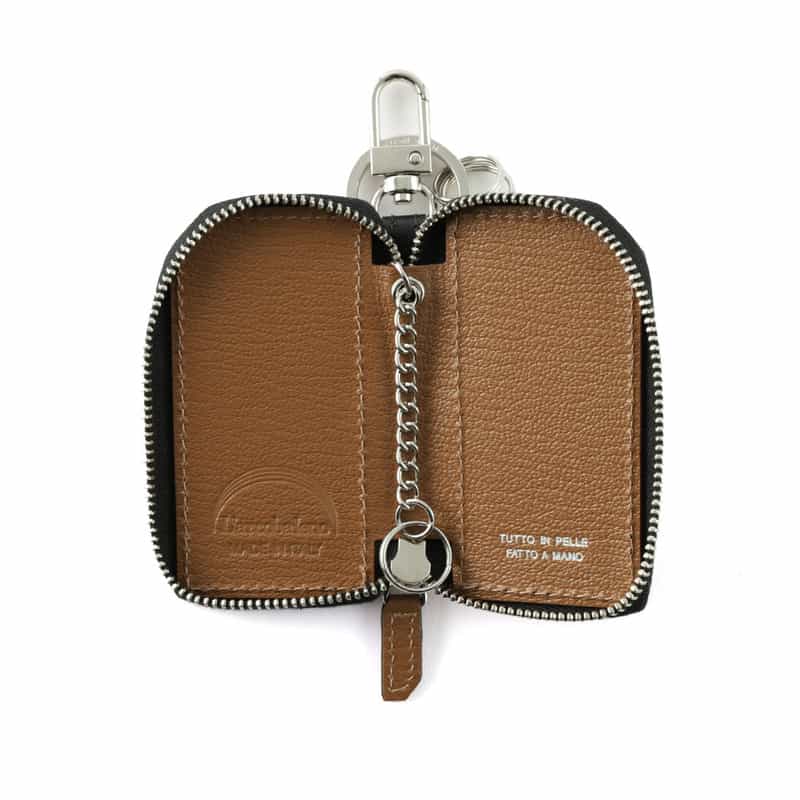 L’ARCOBALENO L'ARCOBALENO＜ラルコバレーノ＞バーニーズ　ニューヨーク限定ゴートレザー バイカラーキーケース"LA111" BLACK