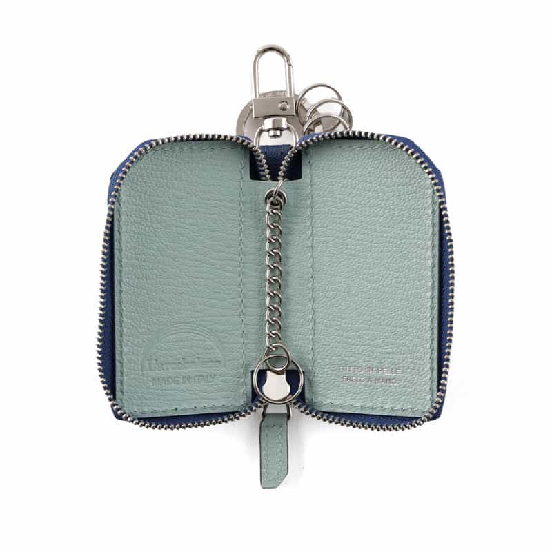 L’ARCOBALENO L'ARCOBALENO＜ラルコバレーノ＞バーニーズ　ニューヨーク限定ゴートレザー バイカラーキーケース"LA111" BLUE