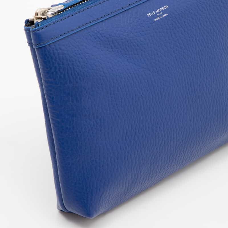 PELLE MORBIDA PELLE MORBIDA＜ペッレ モルビダ＞バーニーズ　ニューヨーク限定レザージップポーチ BLUE