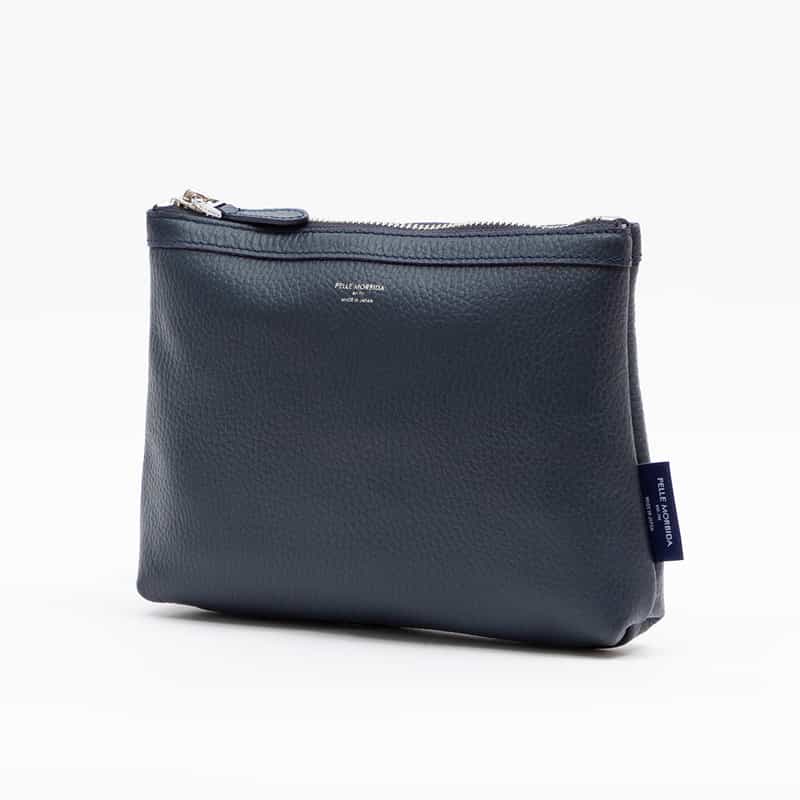 PELLE MORBIDA PELLE MORBIDA＜ペッレ モルビダ＞バーニーズ　ニューヨーク限定レザージップポーチ NAVY