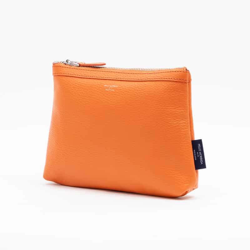 PELLE MORBIDA 限定レザージップポーチ ORANGE