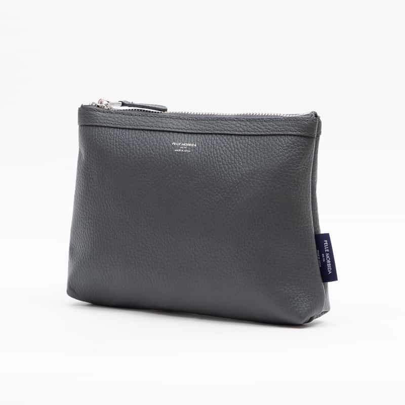 PELLE MORBIDA PELLE MORBIDA＜ペッレ モルビダ＞バーニーズ　ニューヨーク限定レザージップポーチ GRAY