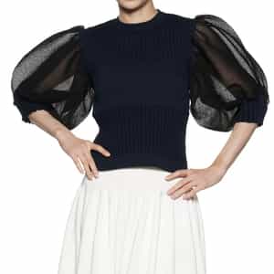 アメノチハレネイビー パフスリーブ シャツ tops – Ame no chi Hare