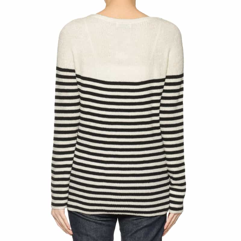 BARNEYS NEW YORK ウォッシャブル ボーダーニットプルオーバー OFF WHITE