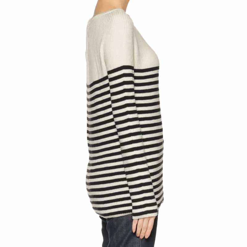 BARNEYS NEW YORK ウォッシャブル ボーダーニットプルオーバー OFF WHITE