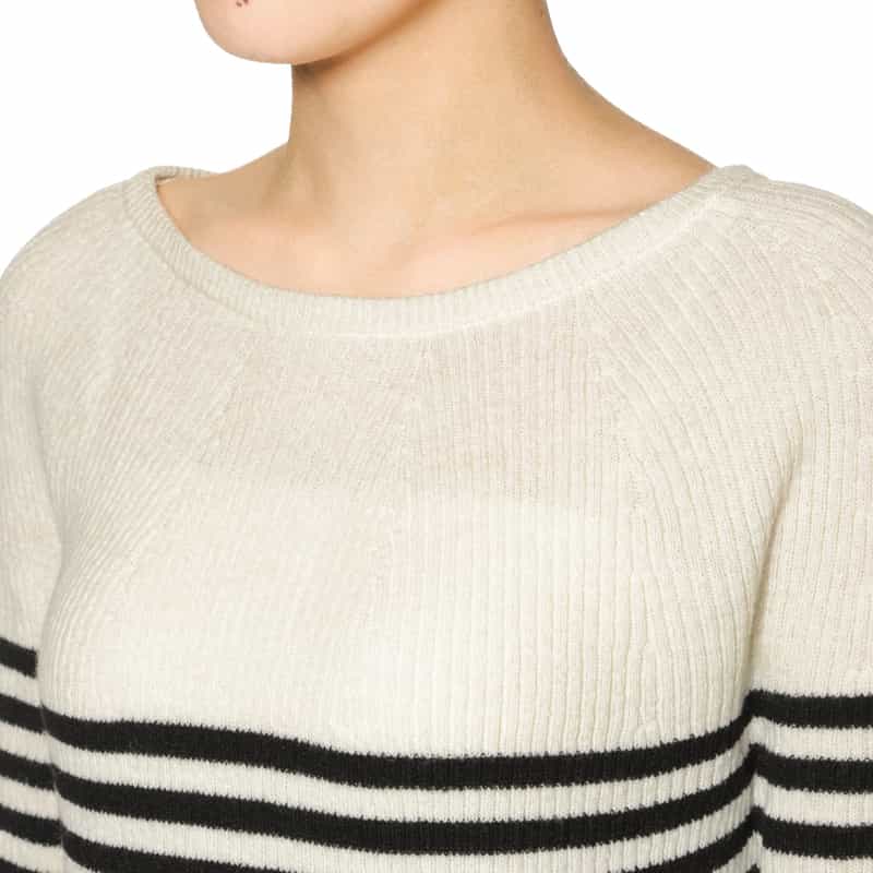 BARNEYS NEW YORK ウォッシャブル ボーダーニットプルオーバー OFF WHITE