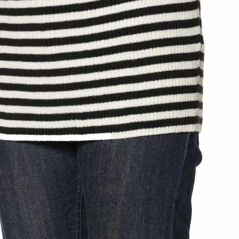 BARNEYS NEW YORK ウォッシャブル ボーダーニットプルオーバー OFF WHITE