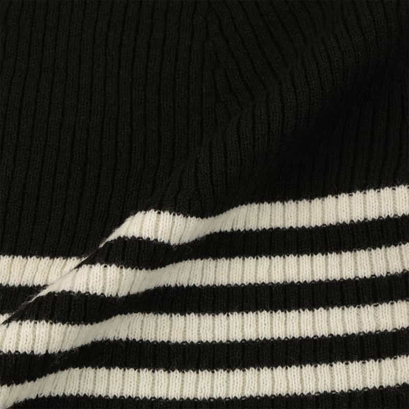 BARNEYS NEW YORK ウォッシャブル ボーダーニットプルオーバー BLACK