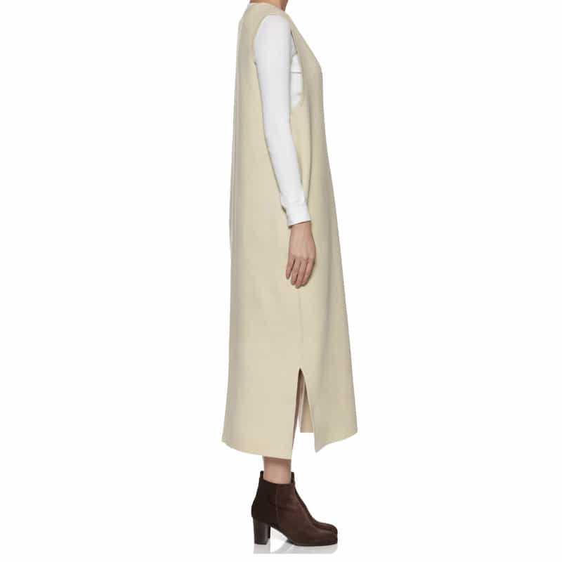 BARNEYS NEW YORK ウォッシャブル ニット Vネックジャンパードレス IVORY