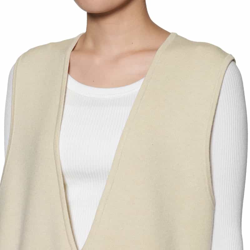 BARNEYS NEW YORK ウォッシャブル ニット Vネックジャンパードレス IVORY