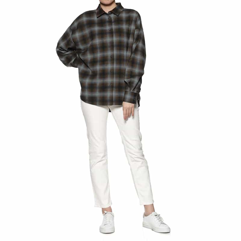 BARNEYS NEW YORK ウォッシャブル オンブレチェックシャツ BLUE